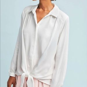 Maeve White Tie Front Button down Shirt